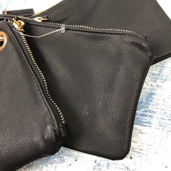 Le Miel 3-piece vegan faux leather wristlet black - Picture 4 of 7